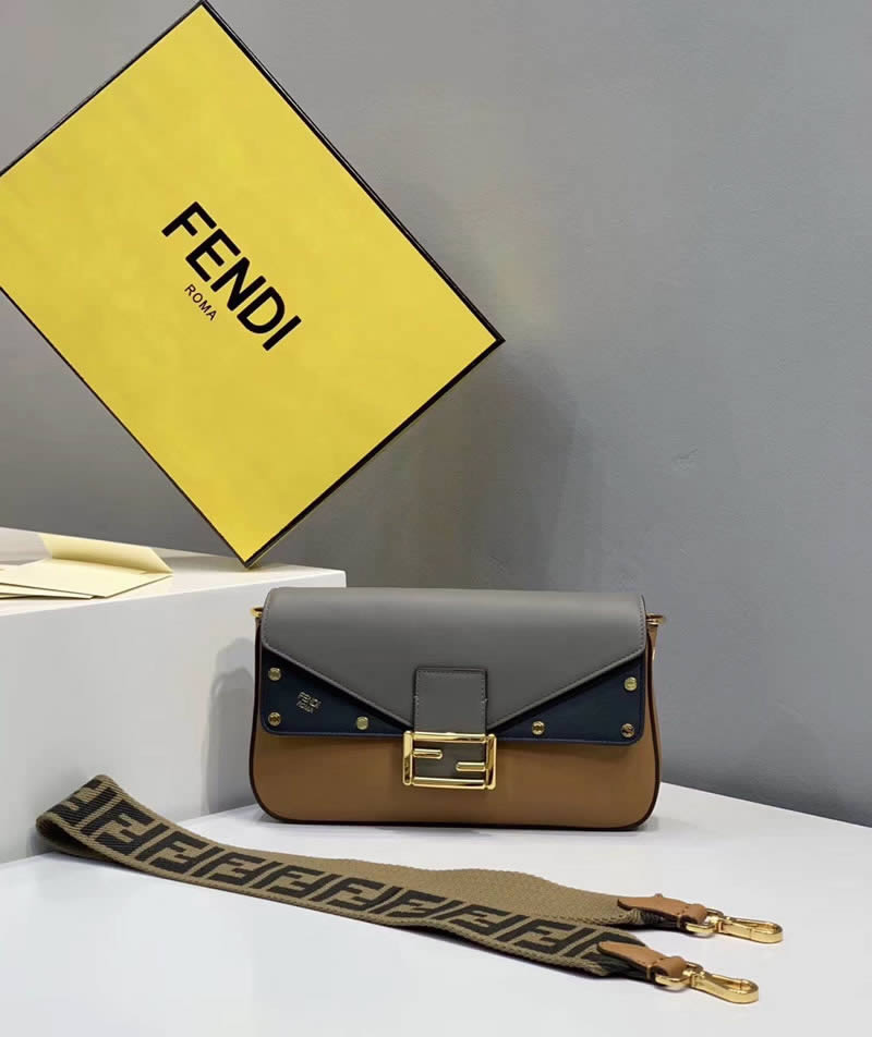 2019 New Fendi Black Splicing Flip-Slung Shoulder Bag 600