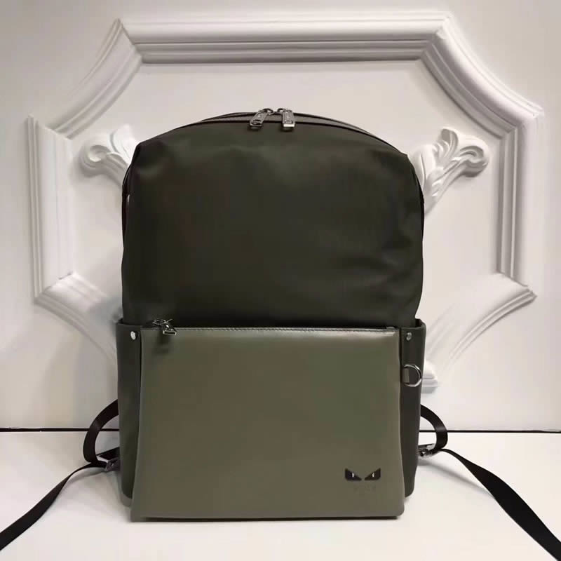 2019 Fashion Fendi Bag Bugs Green Nylon Leather Backpack 2325