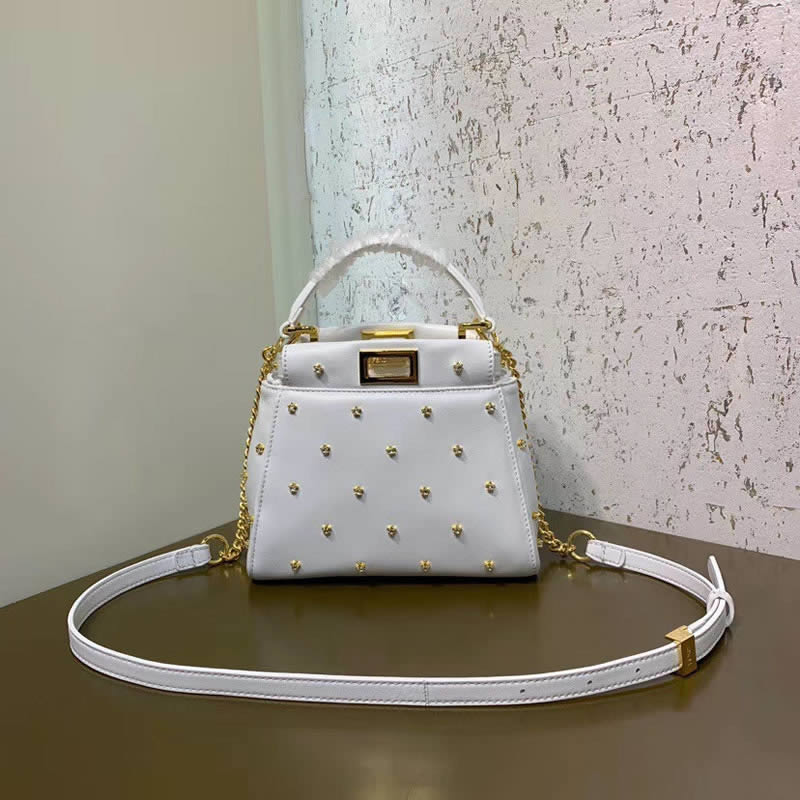 2019 Fendi Mini Sheepskin White Tote Shoulder Bag 3597A