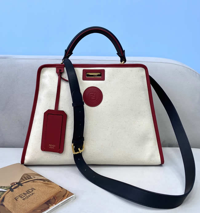 Replica Cheap Fendi Peekaboo White Son-Mother Bag Crossbody Bag 8605