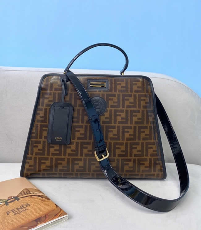 Replica Cheap Fendi Peekaboo Brown Son-Mother Bag Crossbody Bag 8605