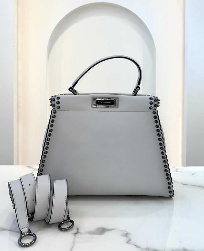 Replica Fendi Peekaboo Gray Single Shoulder Crossbody Bag 9109