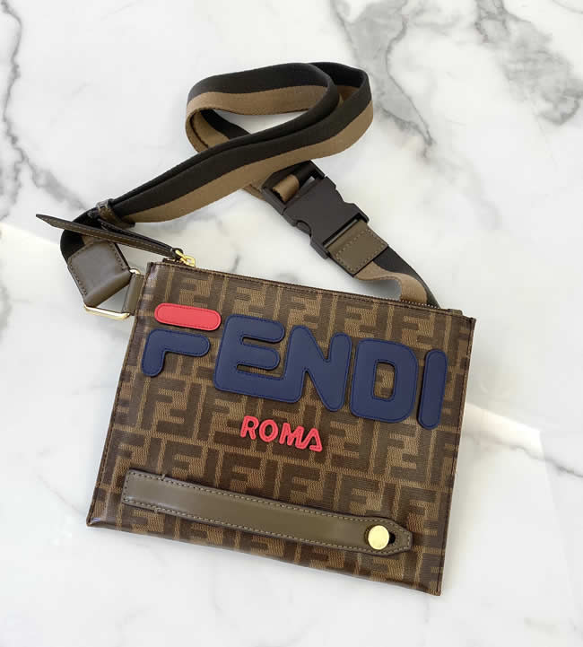 Replica Top Quality Fendi Men Brown Crossbody Bag 0182C