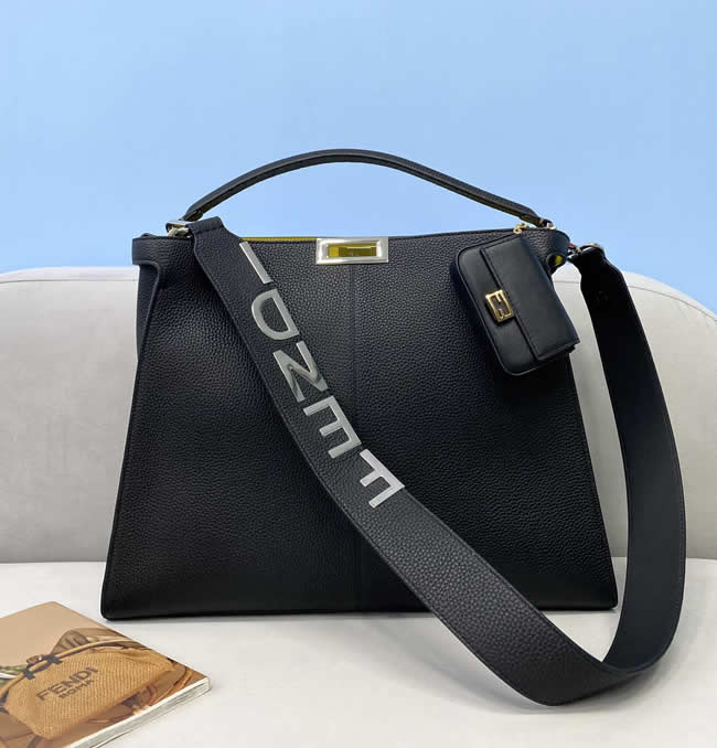 Fake Fendi Peekaboo Black Portable Handmade Messenger Bag 305M