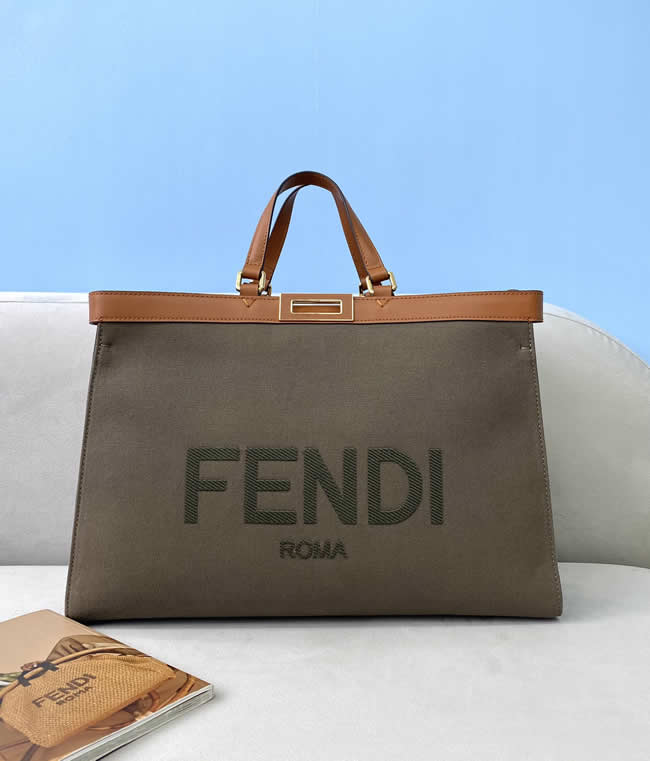 Fake Cheap Fendi Dark Green Simple Fashion Big Bag Messenger Bag 826