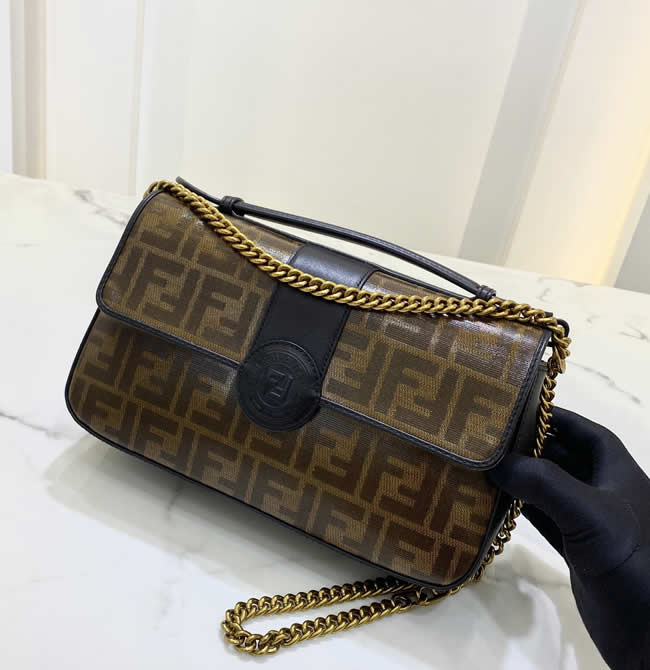 Replica Cheap Fendi Brown Flap Shoulder Crossbody Bag 0181BL