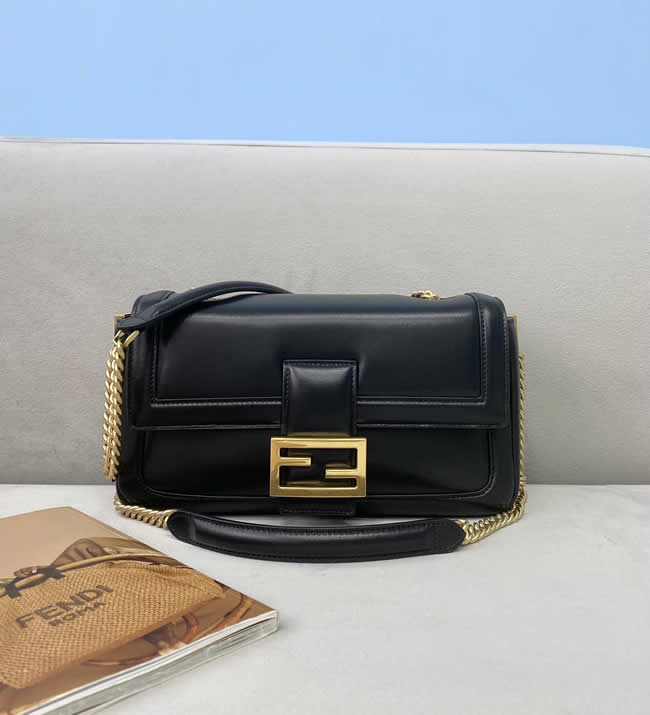 Fake Fendi Black Baguette Chain Bag Flap Clutch Crossbody Bag 70220