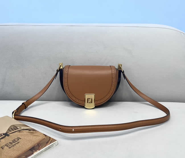 Fake New Fendi Spring Summer Brown Saddle Bag Messenger Bag 80008