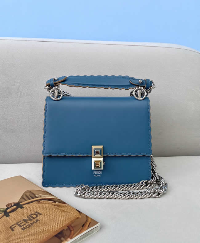 Replica Fendi Kani Simple And Versatile Blue One-Shoulder Messenger Bag 381