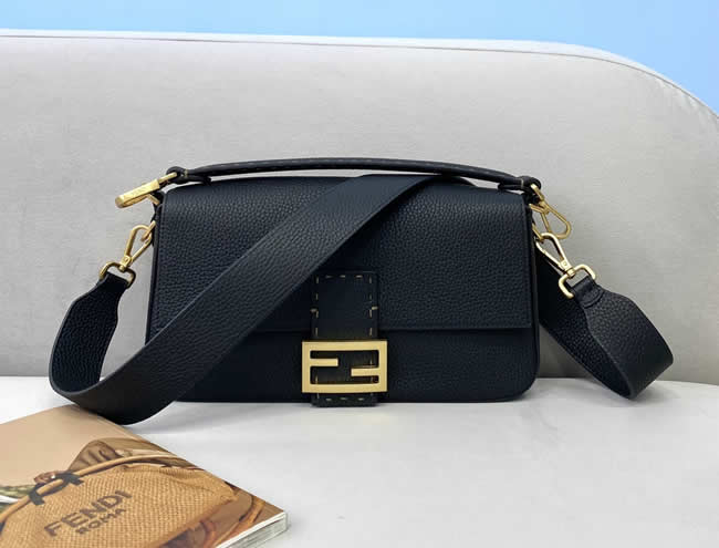 Fake Fendi Baguette Fashion Black Flap Crossbody Bag 306M