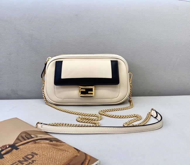 Replica Fendi Easy Baguette White Flap Shoulder Bag 70213