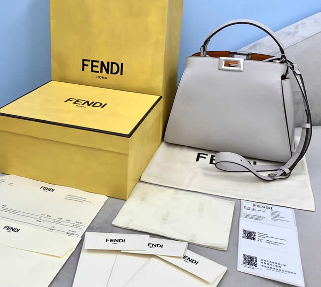 Fake Fendi Peekaboo Off-White Hand Messenger Bags Discount Handbags 302