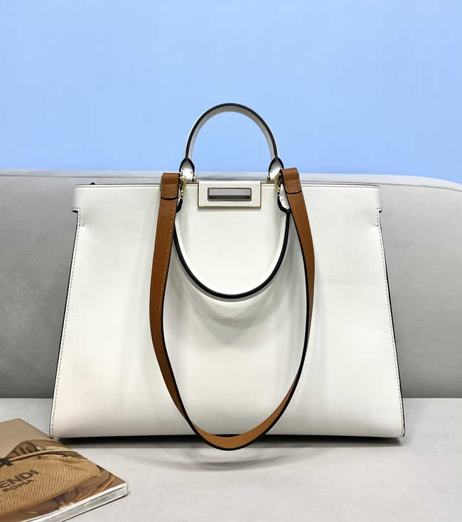 Fake Fendi Peekaboo X-Tote Full Leather Simple Large Bag White Tote Handbags 8359