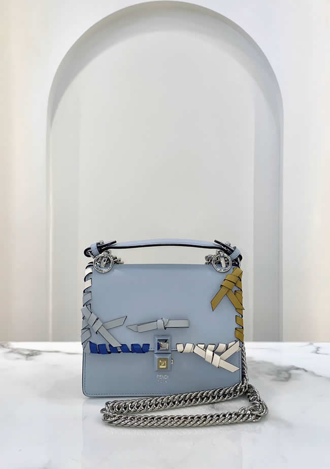 Replica Fendi Kani Small Bow Blue Shoulder Crossbody Bag 629