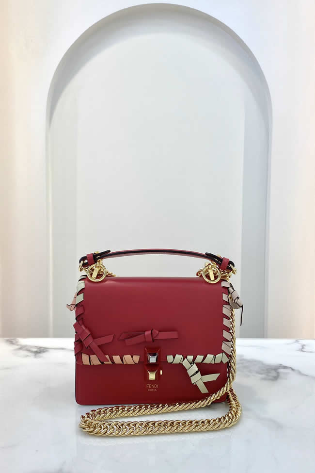 Replica Fendi Kani Small Bow Red Shoulder Crossbody Bag 629