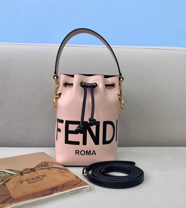 Fake Fendi Mon Tresor Mini Pink Bucket Bag Classic Letter Pattern Crossbody Bag 8288A