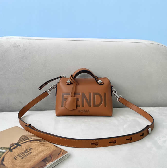 Fendi Simple Printed Letters Pattern Brown One-Shoulder Messenger Bag 8286