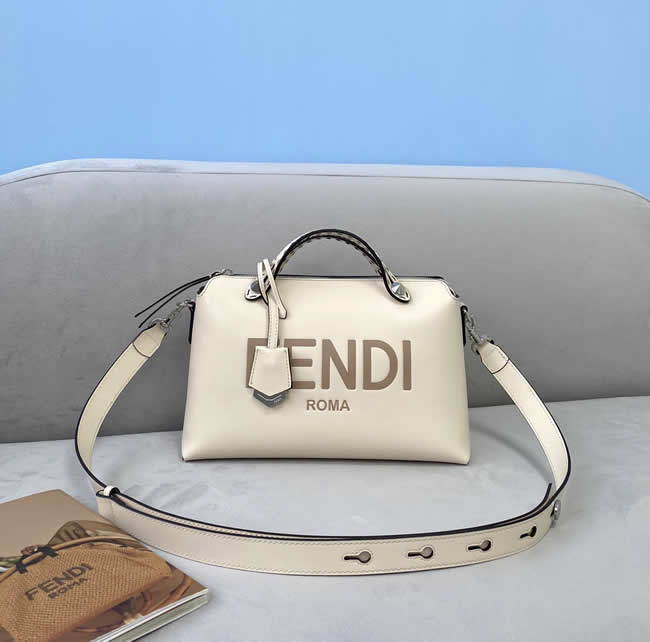 Fake Fendi By The Way Monogram White Clutch Shoulder Bag 8286