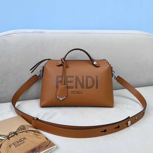 Fake Fendi By The Way Monogram Brown Clutch Shoulder Bag 8286