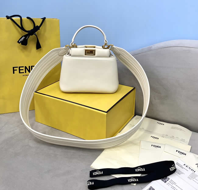 Replica Fendi Peekaboo Iconic Xs Handbag Classic White Crossbody Bag 8328