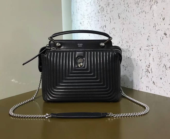 Fake Fendi Dotcom Click Black Handbag Shoulder Bag 299
