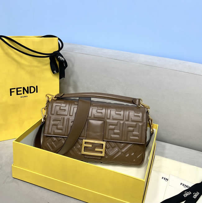 Replica Fendi Sheepskin Flap Crossbody Handbag BrownCrossbody Bag 0135