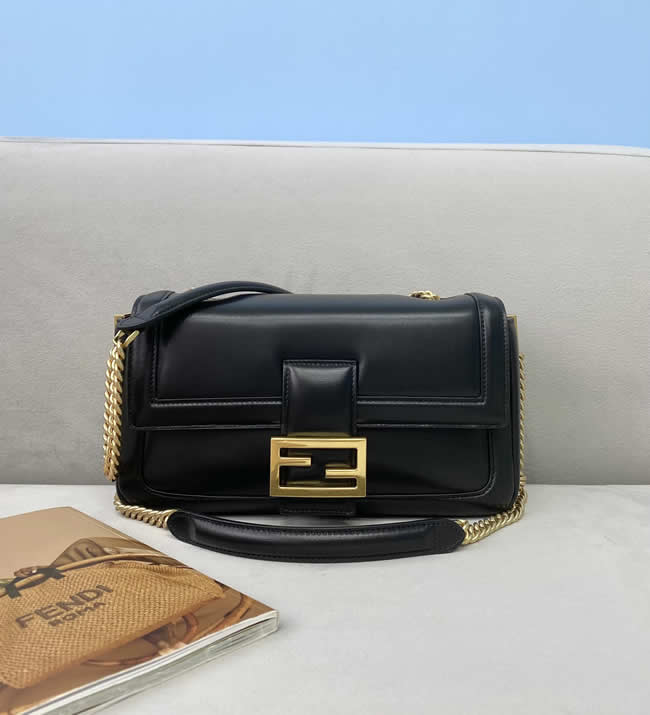 Fake Fendi Baguette Chain Bag Casual Black Flap Bag 70220