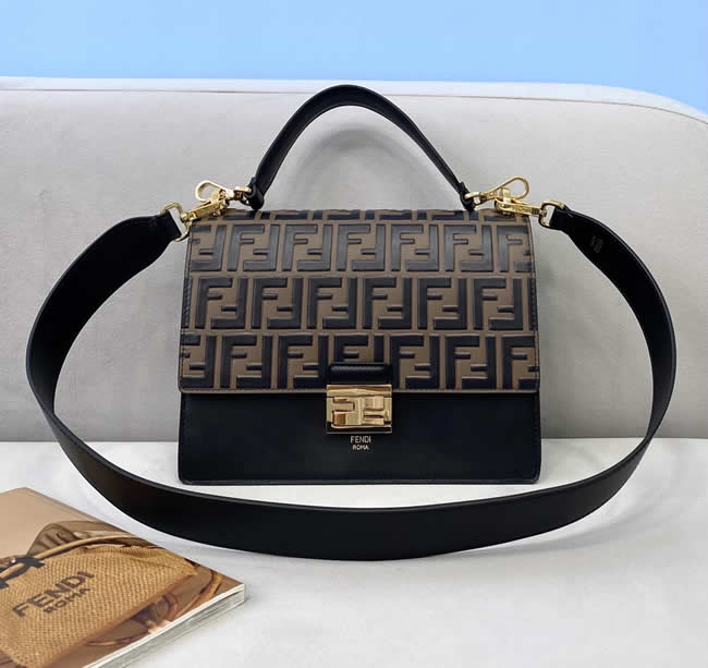 Replica New Fendi Kani Classic Cheap Embossed Flap Crossbody Bag 0508L