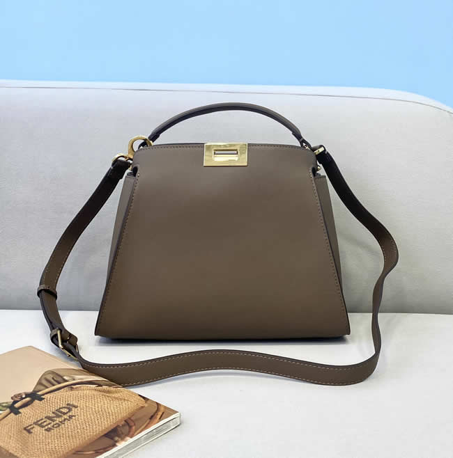 Replica New Cheap Fendi Peekaboo Gray Single Shoulder Crossbody Bag 302