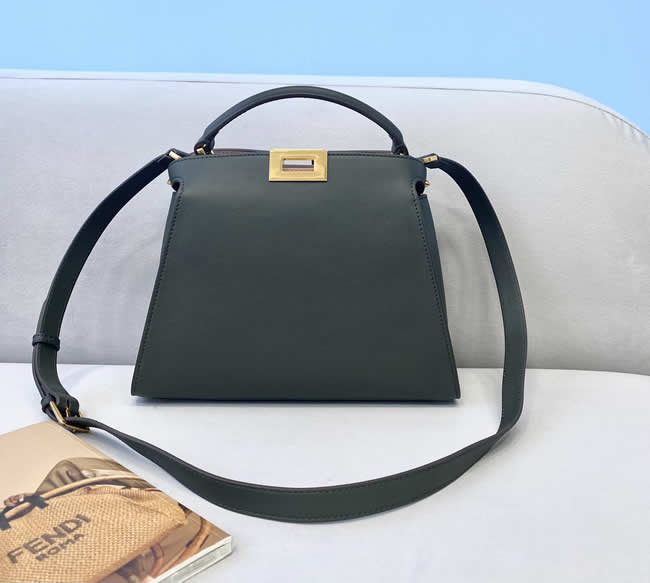 Replica New Cheap Fendi Peekaboo Green Single Shoulder Crossbody Bag 302