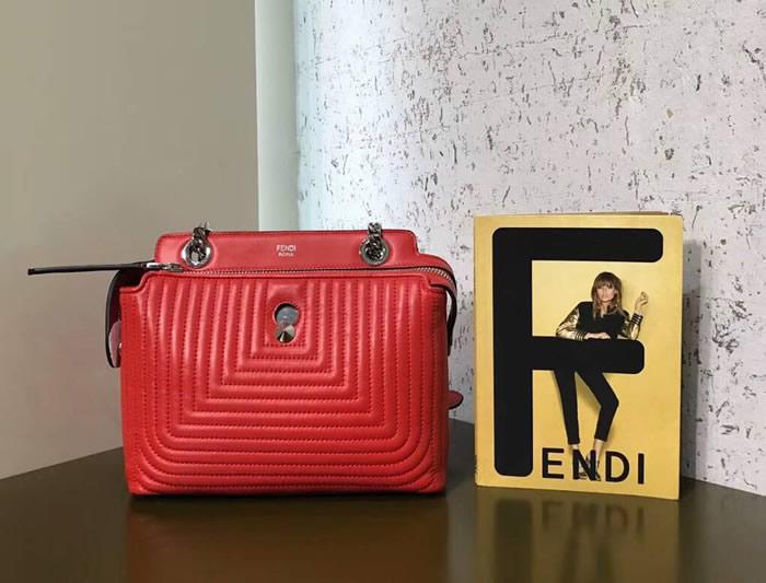 Fake Fendi Dotcom Click Handbag Red Shoulder Bag 299