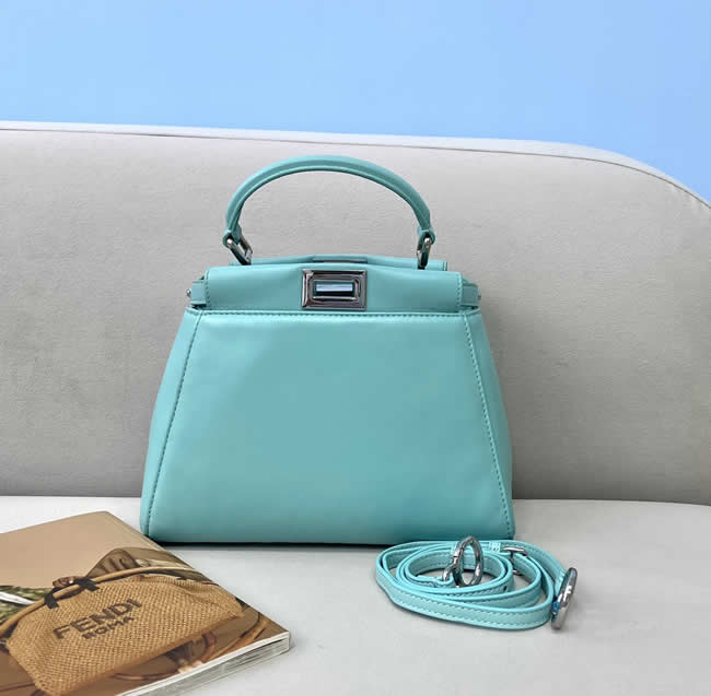 Fake Discount New Fendi Sheepskin Blue Handbag Shoulder Bag 2590