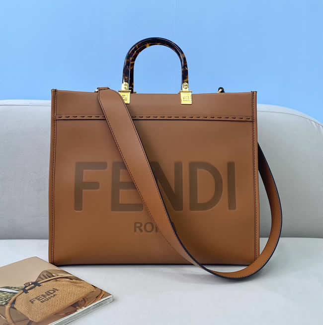 Replica Fendi Brown Tote Shopping Bag Roma Crossbody Bag 8266