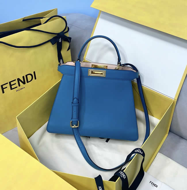 Fake Fendi Peekaboo Iseeu Handbag Shoulder Blue Messenger Bag 70193