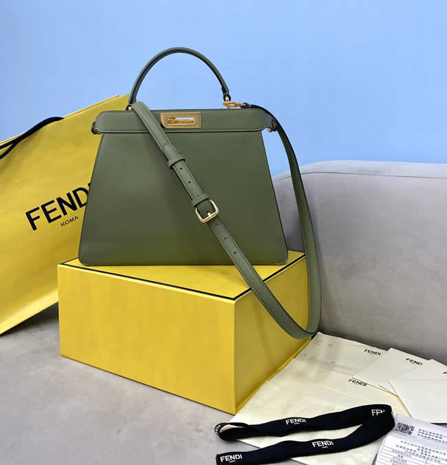 Fake Fendi Peekaboo Iseeu Handbag Shoulder Green Messenger Bag 70193