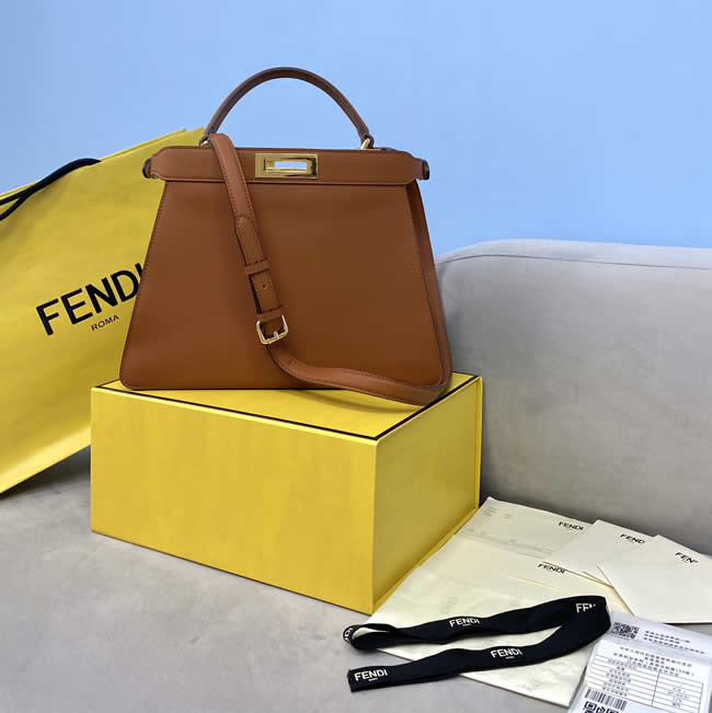 Fake Fendi Peekaboo Iseeu Handbag Shoulder Brown Messenger Bag 70193
