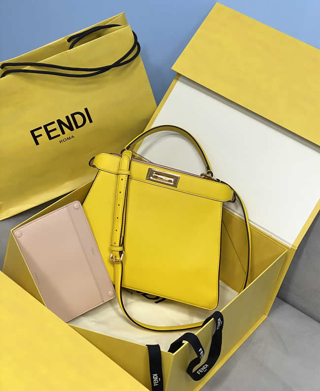 Fake Fendi Peekaboo Iseeu Handbag Shoulder Yellow Messenger Bag 70193