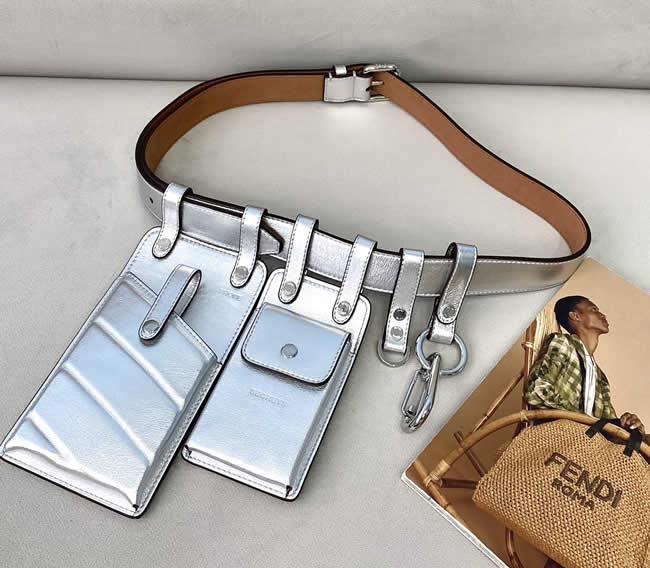 Fake Fendi Multifunctional Matching Belt Silver Mobile Phone Bag 593