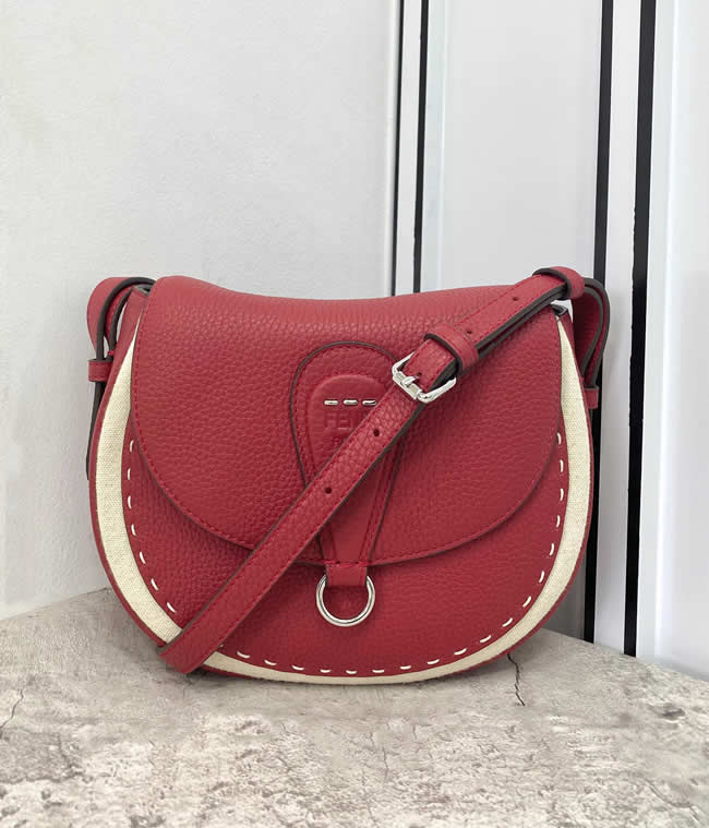 Fake Fendi Saddle Bag Flap Crossbody Red Shoulder Bag 655