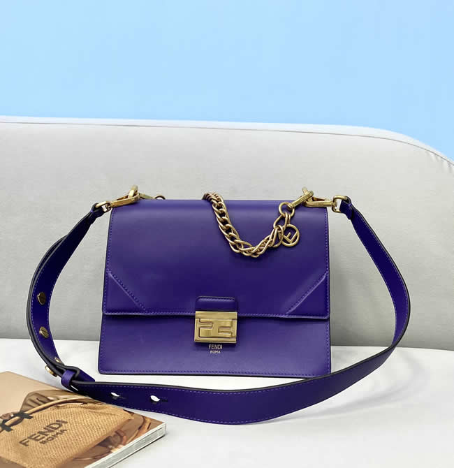 Replica Fendi Kan U Small Square Bag Purple Flap Shoulder Bag 0506AL