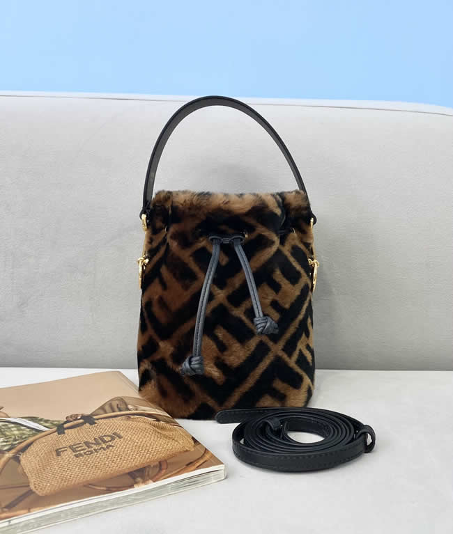 Replica Discount New Fendi Mini Wool Bucket Bag 027