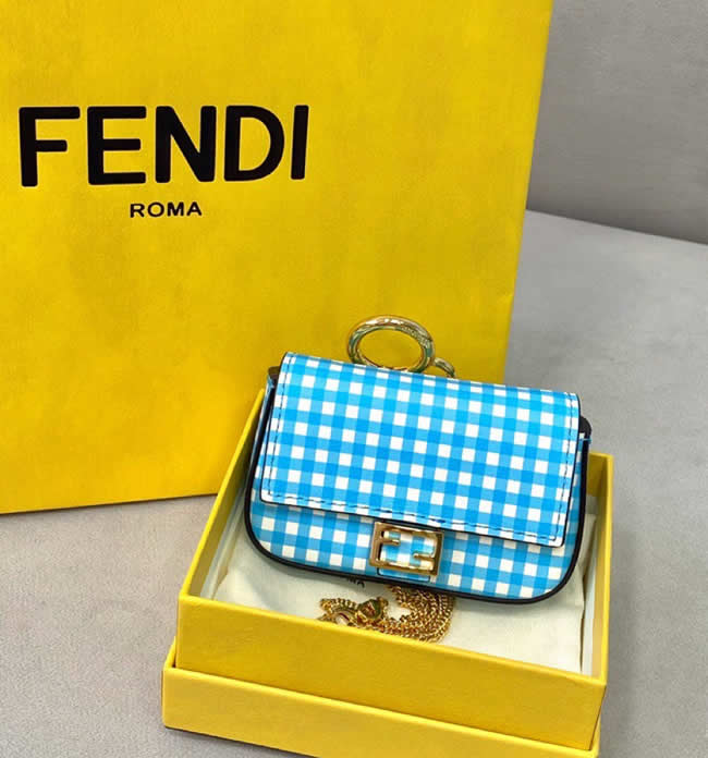 Fake Fendi Mini Baguette Fashion Women Blue Clutch Messenger Bag 8290B