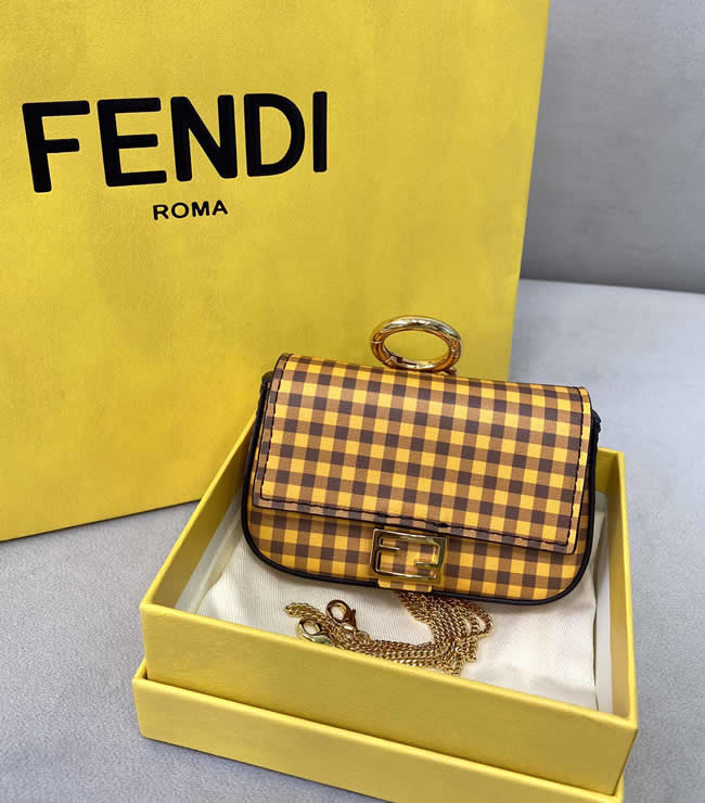 Fake Fendi Mini Baguette Fashion Women Yellow Clutch Messenger Bag 8290B