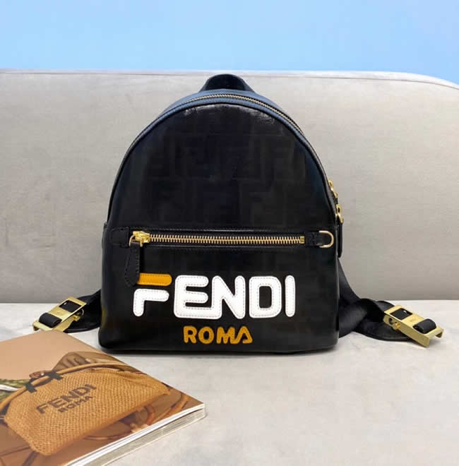 Fake Fendi Blue Waterproof Material Backpack Stitching Letter Pattern Backpack 2362