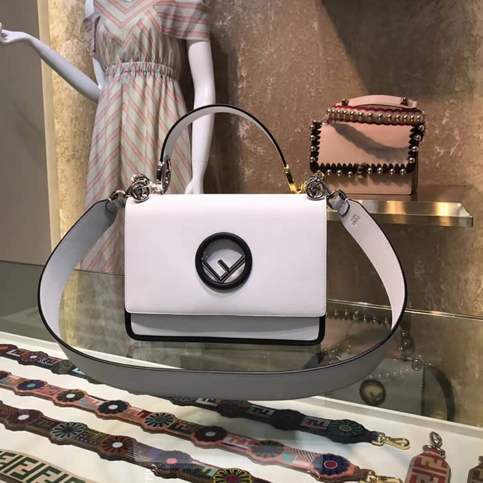 Replica Fendi KAN I White Shoulder Crossbody Bag Flap Cover 284