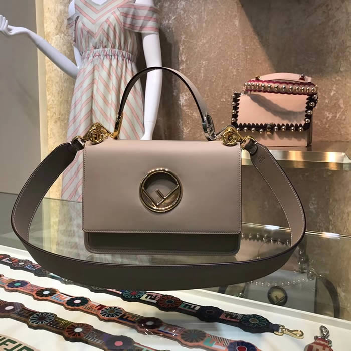 Replica Fendi KAN I Gray Shoulder Crossbody Bag Flap Cover 284