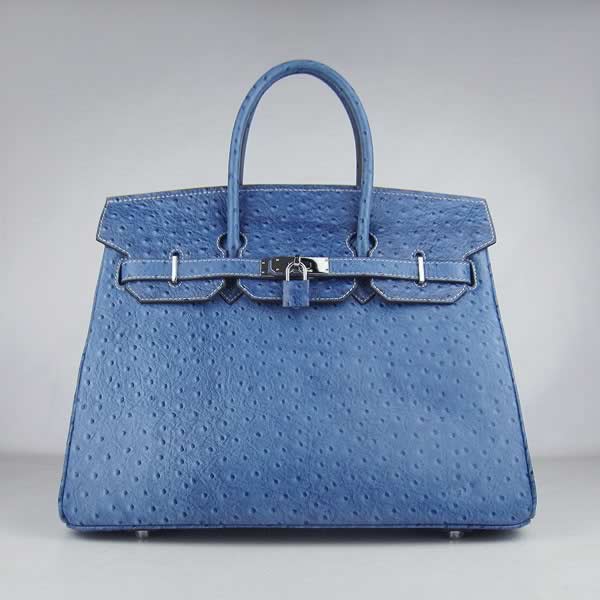 Replica Hermes Birkin High Quality 6089 Ladies Cow Leather Blue HandBags with wholesale price from China.