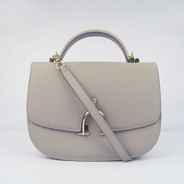 Replica Hermes Stirrup bag High Quality 8088 Ladies Grey Cow Leather with wholesale price from China.