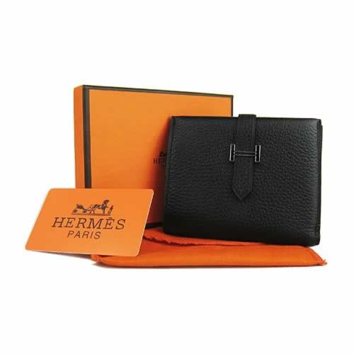 Replica Hermes Wallet High Quality H006 Purse Cow Leather Black Ladies with wholesale price from China.