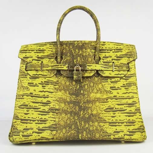 Replica Hermes Birkin High Quality 6089 Crocodile Yellow Ladies HandBags with wholesale price from China.